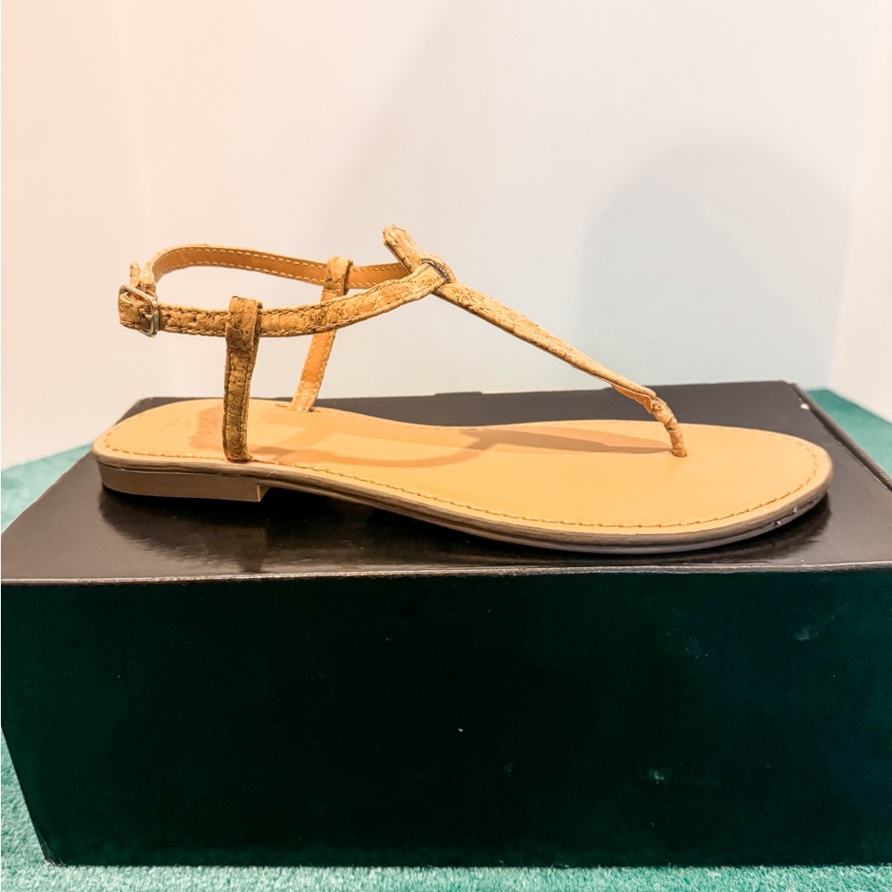 NIB J.Crew Cork T-Strap Sandals